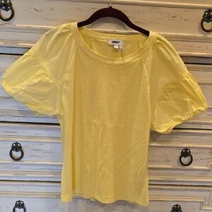 DKNY Soft Yellow Short Sleeve Top